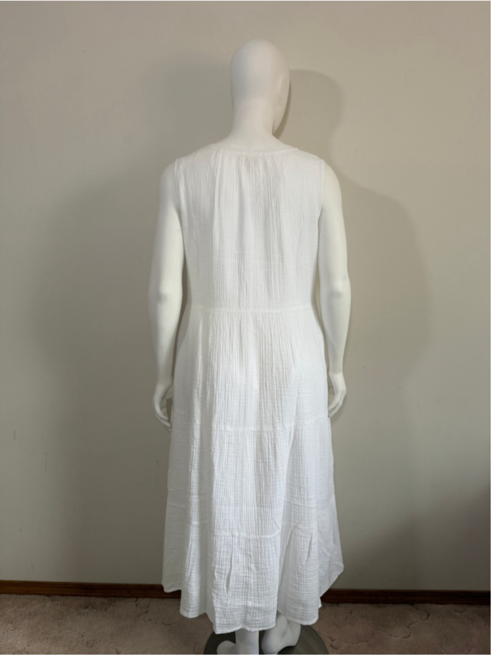 Style & Co. Size XL White Tiered 100% Cotton Button Front Maxi Dress NWT - Picture 3 of 4